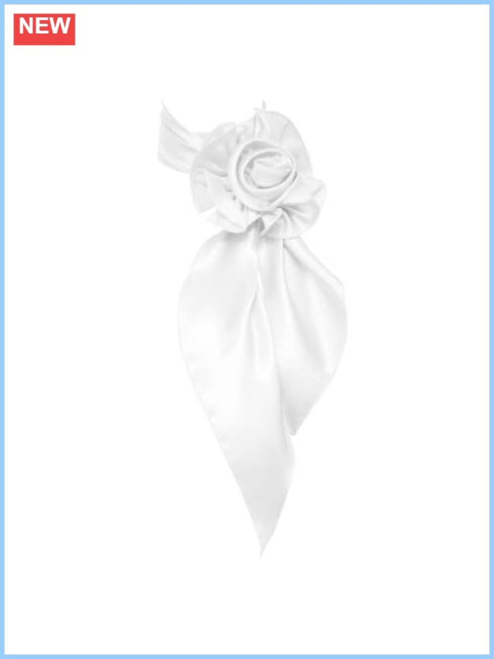 Satin Head Scarf Bandana with Removable Flower Smooth Polyester